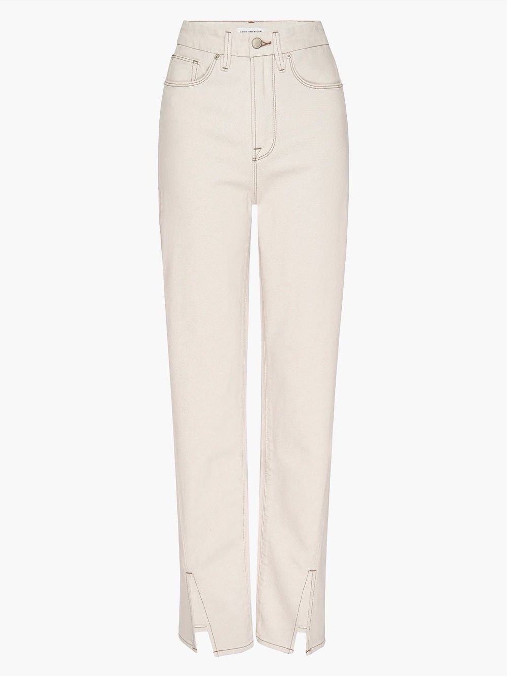 *NEVER WORN TAGS ATTACHED*** Good American Straight-Leg Split-Hem Jeans in Cream